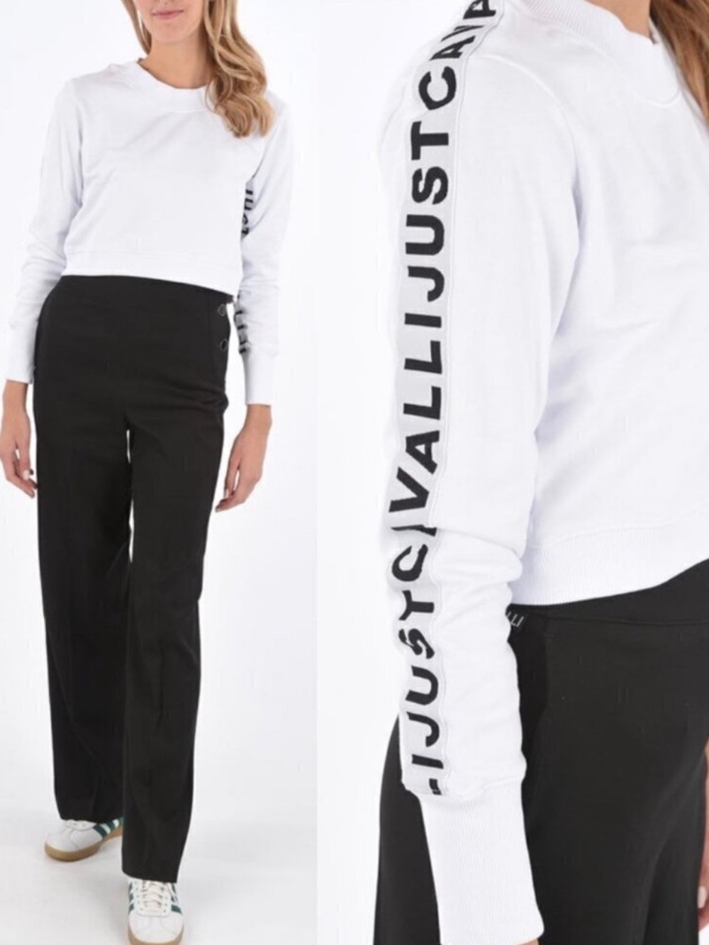 Just Cavalli Logo Tape Sleeve Crewneck Sweatshirt